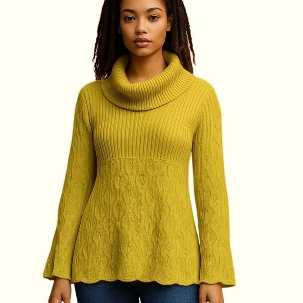 Style & Co. Oversized Cozy Cowl Neck Mustard Sweater